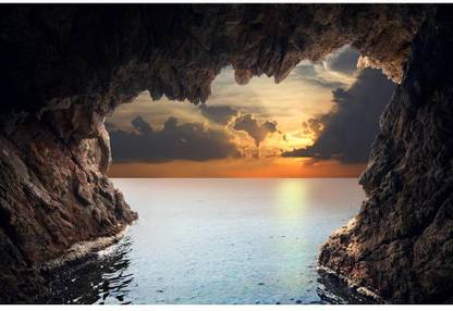 Inside View Of Grotto In Coast Canvas Painting | MDF Wood Frame Canvas 14 inch x 21 inch Painting