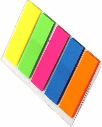 DGV Sticky Flags Page Marker 5 Colours Mini Text Highlighter Strips Neon Index Tabs 50 Sheets Fluorescent Sticky Note for Marking for Page Marker (Pack of 2 (Total:250 Flags), 5 Colors