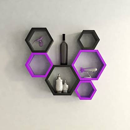 Stark Creation Wooden wall floating hexagon wall shelves for living room wall shelf MDF (Medium Density Fiber) Wall Shelf