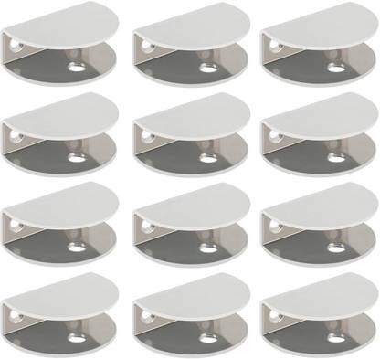 HETADHYA 12 MM Glass Holder D-Bracket Silver Pack of 12 Pcs Shelf Bracket ( BRASS ) 12 MM Shelf Bracket