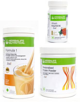 Herbalife Nutrition FORMULA1ORANGE 500 G PROTIEN 200 G AFRESH ENERGY DRINK TULSI 50 G Whey Protein