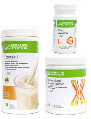 Herbalife Nutrition FORMULA1BANANA 500 G PROTIEN 200 G AFRESH ENERGY DRINK PEACH 50 G Whey Protein