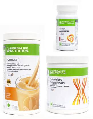 Herbalife Nutrition FORMULA1ORANGE 500 G 500 G PROTIEN 200 G AFRESH ENERGY DRINK ELAICHI 50 G Whey Protein