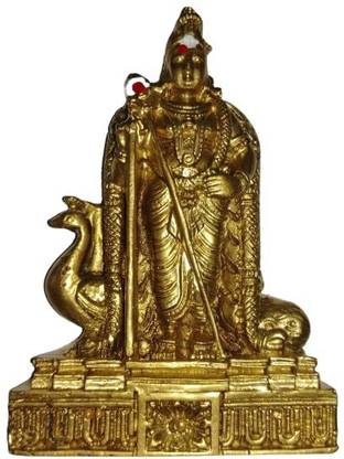 HOIVA Unique Idol of Lord Kumaraswamy peacock in Brass - 9.5 cm Height(Golden Color) Decorative Showpiece  -  9 cm