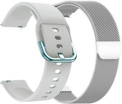 AOnes Pack of 2 Silicone & Metal Chain Belt Watch Strap for Fire-Boltt Neptune Smart Watch Strap
