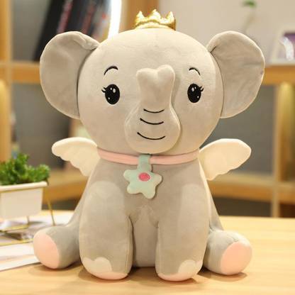 Prince Soft Toys Stuffed Animal Toys Cute Elephant Crown Cuddly Plush Soft Toys for Babies & Kids - 33 cm