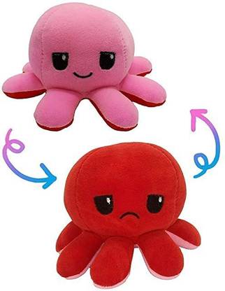 Toyet Flip octopus with double face expression flip animal cartoon figure plush toy  - 12 cm