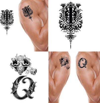 Ordershock IQ Name Letter Tattoo Waterproof Boys and Girls Temporary Body Tattoo Pack of 2.