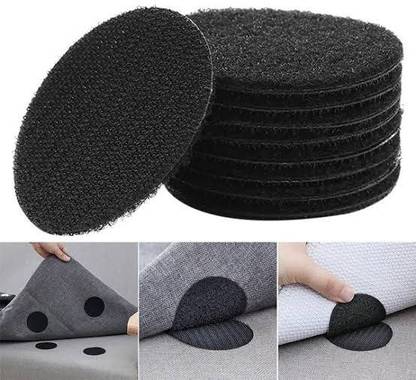FLOSTRAIN 5Pc Set Black 2inch/5cm Multipurpose Round Self Adhesive Stick-on Velcro
