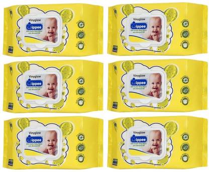 VINYGLOW WIPPEE 80N USABLE BABY WIPES WITH ALMOND OIL PACK OF 6 Wipe Warmer