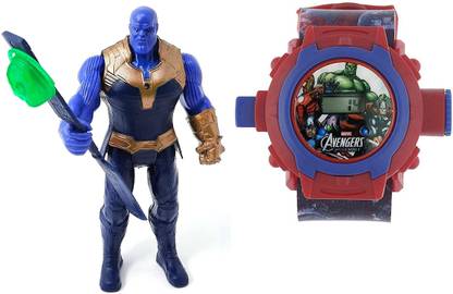 Cairwi Creation Combo of Super Hero Thanos & Projector Watch Avenger Adjustable Body Action Toy