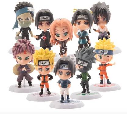 Trunkin Action Figure Set of 10 Sasuke Kakashi Sakura Gaara Naruto Anime Figurine