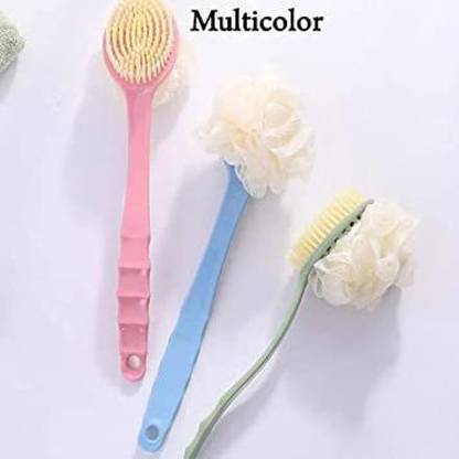 SHM CREATION 2 IN 1 Loofah with handle Body Brush,Bath shower Brush