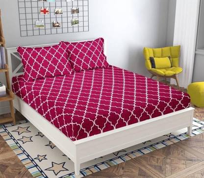Hommies Polycotton King Fitted (Elastic) 180 TC Printed Bedsheet