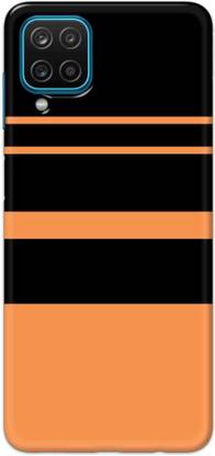 NDCOM Back Cover for Samsung Galaxy A12 Orange Stripe Pattern Printed