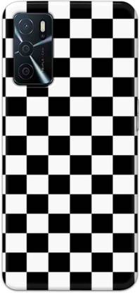 NDCOM Back Cover for Oppo A16 Black And White Color Blocks Printed