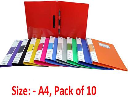 SAGA PP Spring File A4 Size Tough Durable Plastic File Folder for Office - Pack of 10