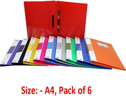 SAGA PP Spring File A4 Size Tough Durable Plastic File Folder for Office - Pack of 6