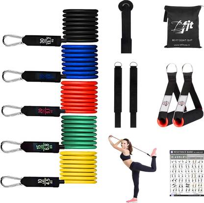 B fit Professional Level 11 Pcs Resistance Band Set, with 5 Bands Made with 100% Latex Resistance Band