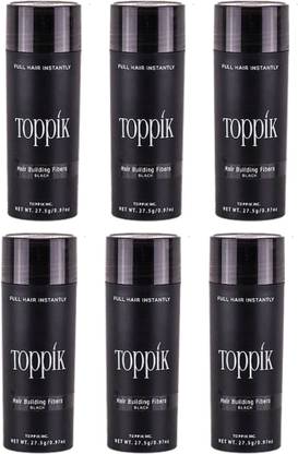 toppik Hair Building Fibers For Volumizer & Instant Styling Black Color 6 Units Hair Fiber