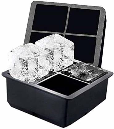 Kepzell Silicone Ice Cube Tray 4 Ice Cube Molds Tray Black Black Silicone Ice Cube Tray