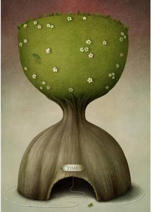 Artzfolio Symbolic Hourglass Tree Canvas Painting MDF Frame 12 x 17 inch (30 x 43 cms) Canvas 17 inch x 12 inch Painting