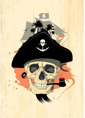 Pirate Design With Ghost Skull Canvas Painting | MDF Wood Frame Canvas 25.4 inch x 18 inch Painting