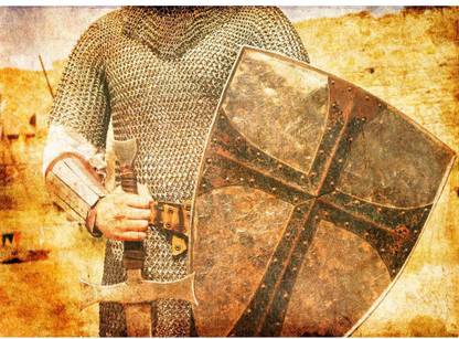 Pitaara Box Photo Of Knight And Sword Unframed Wall Art Painting Print Canvas 20 inch x 27.8 inch Painting