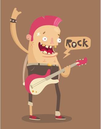 Pitaara Box Punk Rock Guitar Player Unframed Wall Art Painting Print Canvas 25.5 inch x 20 inch Painting
