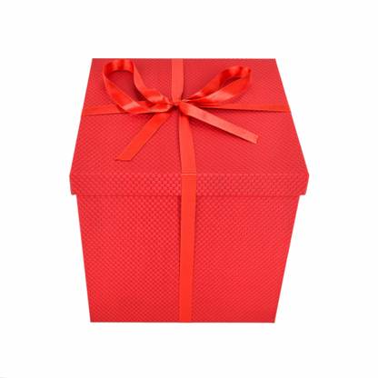 Tituprint.in Gift Box with Ribbon | Empty Gift Box | Square (Red) Solid Party Box
