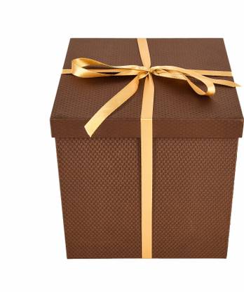 Tituprint.in Gift Box with Ribbon | Empty Gift Box | Square (Brown) Solid Party Box