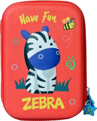 Kidsberg Zebra Large Capacity Red Zebra Animal Art EVA Pencil Box