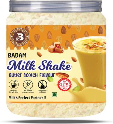 Brew Lab Butterscotch Milkshake Mix Powder with Badam Bits 250 g