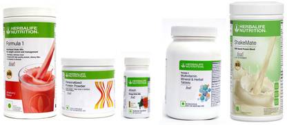 Herbalife Nutrition FORMULA1STRAWBERRYPROTIEN200G AFRESH ENERGY DRINK TULSI 50 +SHAKEMATE 500 +F2 Whey Protein