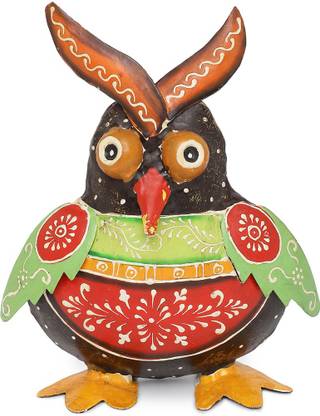 THE COCOTIER Chubby Owl Iron Decorative Showpiece  -  17 cm