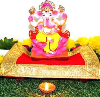 Kumhart Eco-Friendly Handcrafted Natural Mitti Clay Ganesha Idol For Visarjan 7 Inch Decorative Showpiece  -  18 cm
