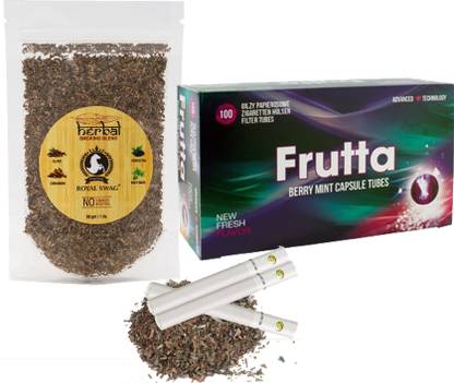ROYAL SWAG Combo Of Premium Herbal Mixture 30g & Cigarette Tube Frutta 100count TobaccoFree Smoking Cessations