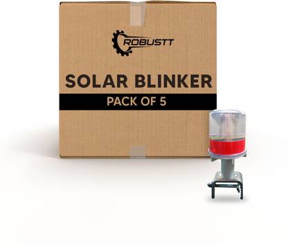 Robustt Solar blinker light of Aluminium casting with round reflector(Pack of 5,silver) Solar Light Set