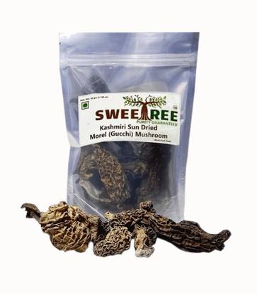 SweeTree Kashmiri Sun Dried Morel (Guchhi) Mushrooms (Assorted Size)