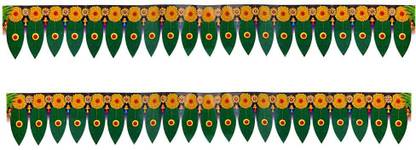 DigiRake Eco-Friendly Mango Thoranam - Featuring Bindi Printed Leaves (Pack of 2) Toran