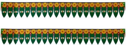 DigiRake Eco-Friendly Artificial Mango Thoranam - Patta Printed Leaves (Pack of 2) Toran