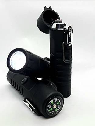 Gabbar ™ 3 in 1, Dual Arc Plasma Lighter Windproof Waterproof Flamless Lighters Electric Lighter Rechargeable USB and LED Flashlight and Compass Cigarette Lighter