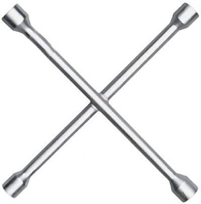 AUTO PEARL Metal 4 Way Car Wheel (17 x 19 mm, 18 x 21 mm) Screws Wrench Cross Spanner Universal For All Cars Double Sided Star Box Wrench