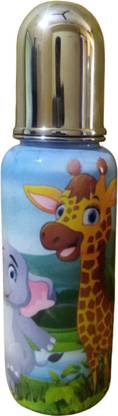 Pappa Regular Stainless Steel Baby Feeding Bottle 300ml, Multicolor Printing Finish - 300 ml