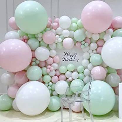 R G ACCESSORIES Solid 50pcs Pink, green balloon garland for birthday, baby shower, wedding Balloon