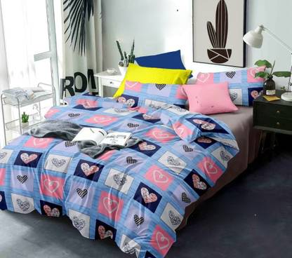 JJT HOME 244 TC Microfiber Double 3D Printed Flat Bedsheet
