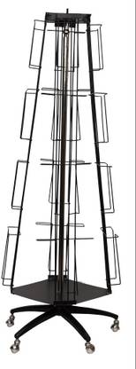 Standard Library Service Revolving Display Stand 16 Wire Pockets Revolving and Movable Stand Metal Open Book Shelf
