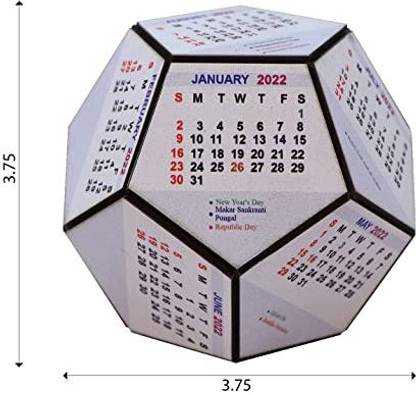 Divyata Mall Pentagon Desk Calendar Dodecahedron MDF Calendar for Gifts 2022 Table Calendar 2022 Table Calendar