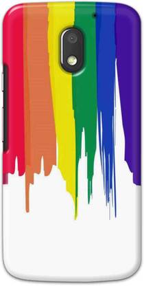 NDCOM Back Cover for Motorola Moto E3 Power Rainbow Colors On White Printed