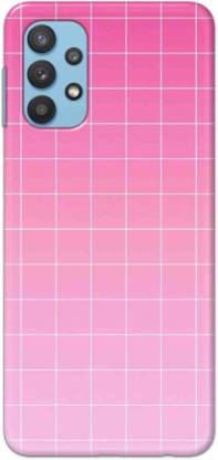 NDCOM Back Cover for Samsung Galaxy A32 Pink Grid Printed